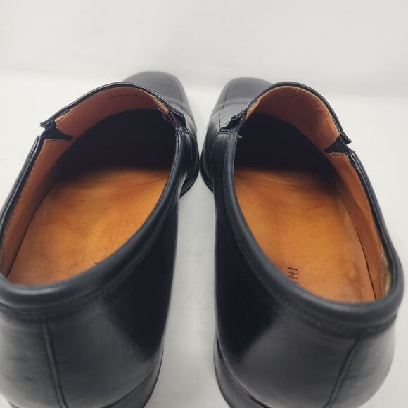 Magnanni Italy Mens 10.5 Shoes Black Leather Slip On Apron Toe Loafers - Picture 9 of 12